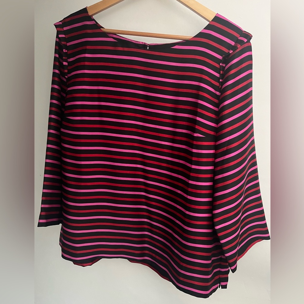 RSVP by Talbots striped blouse with attractive details at the shoulder.